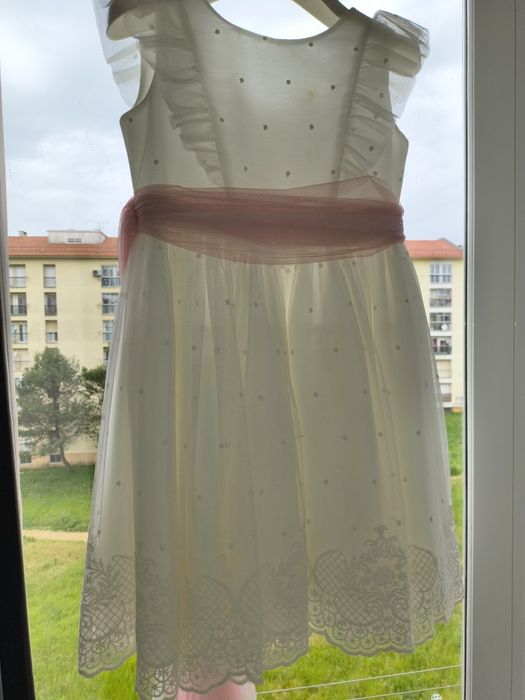 Vestido de 1a Comunhão Pano Branco – 8 anos