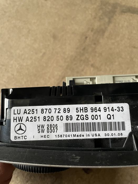 Panel klimatyzacji Ml w164 Gl x164 R klasa w251