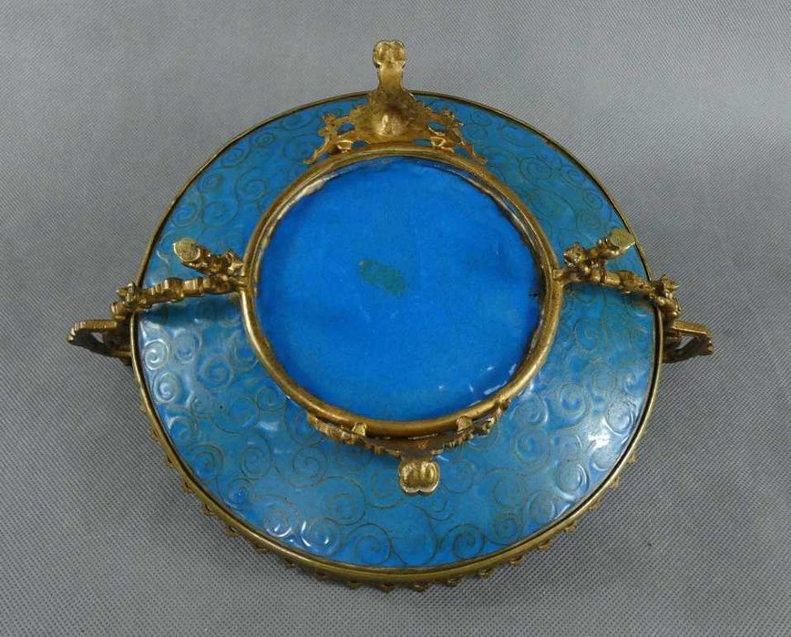 PATERA talerz emalia CLOISONNE kwiat ptak żuraw MISA taca