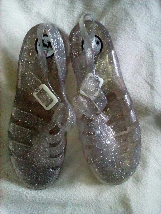 sandały Juju płaskie buty z brokatowej gumy made in England rozmiar 38