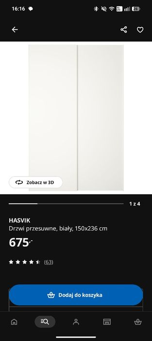 Drzwi przesuwne Ikea szafa pax havsik 150x236cm