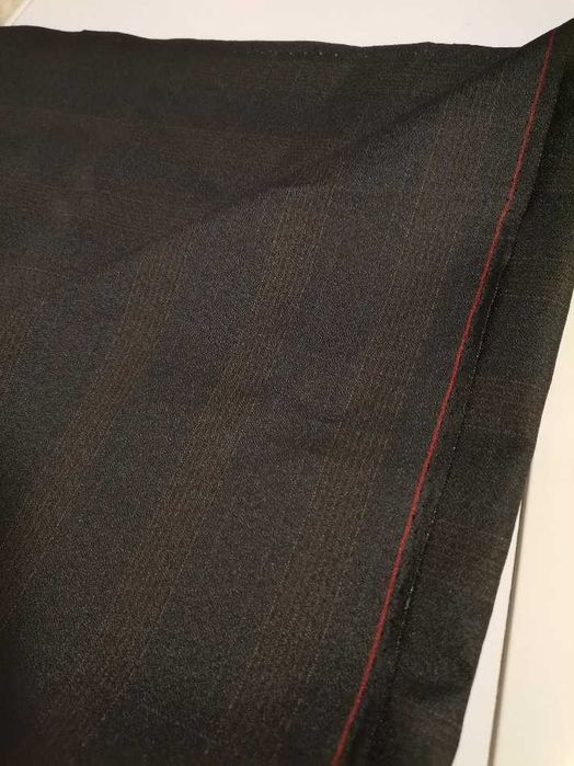 Kupon materiału vintage, grafit w prążki, elanowełna.