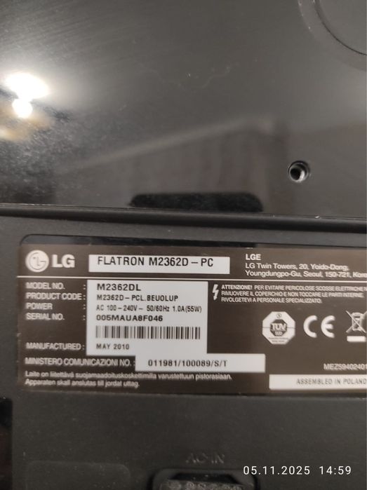 ТВ монітор LG Flatron m2362d-k