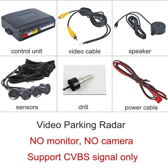 Car Reverse Video Parking Radar 4 Sensor Kit