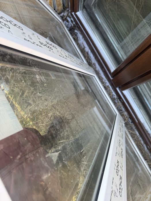 3x okno 3 szybowe plastikowe 165x129 antracyt (fix plus stale, nowe ru