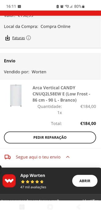 Arca vertical pequena, branca, low frost, nova, embalada originalmente