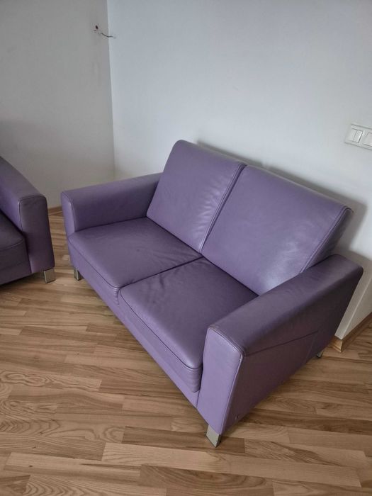 Zestaw dwóch kanap skórzanych Kler