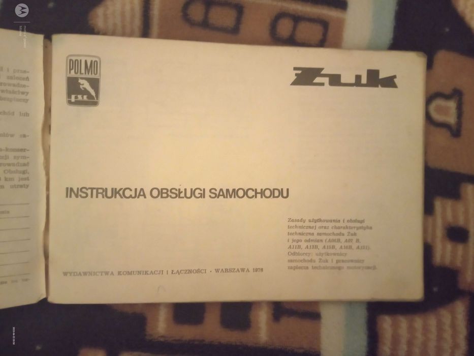 Sprzedam instrukcję obsługi samochodu Żuk 1976 rok