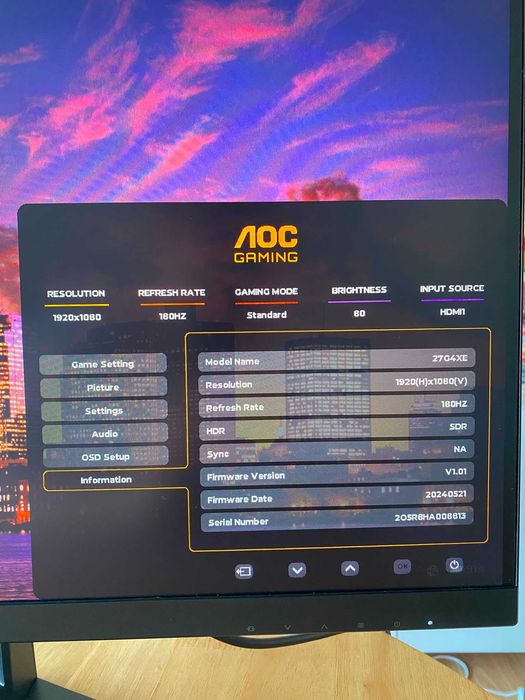 Monitor AOC 27G4XE 180hz