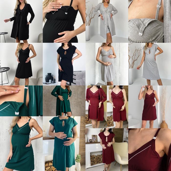 Комплект кант для вагітних халат і сорочка  в пологовий, трійка