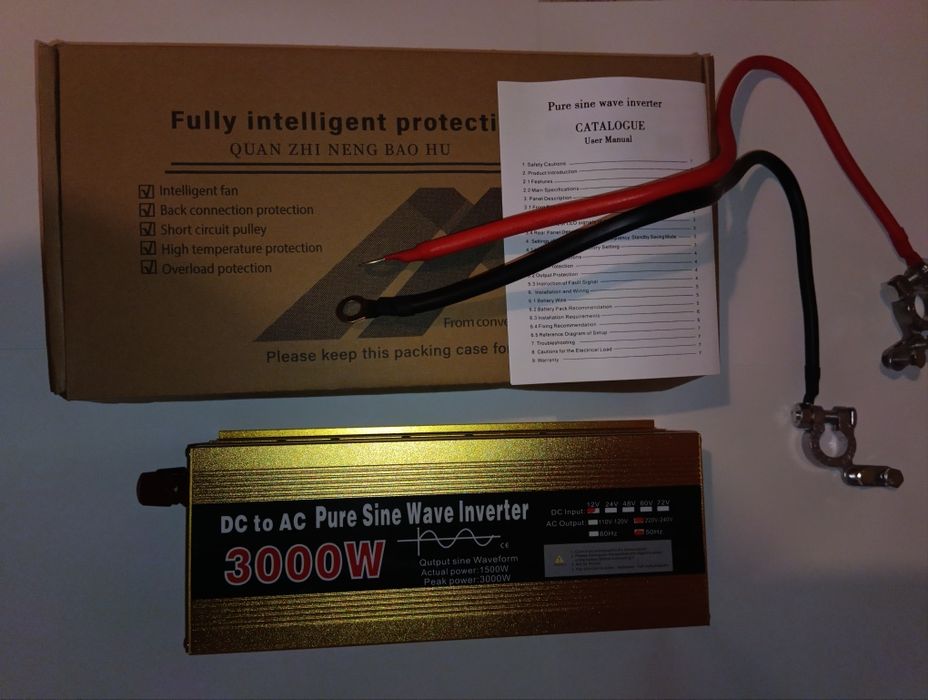 Инвертор 12В в 220В. 3000W. Чистый синус (Pure Sine Wave). Новый