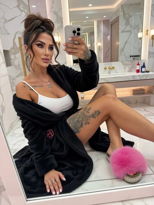 Szlafrok Pink Mania czarny