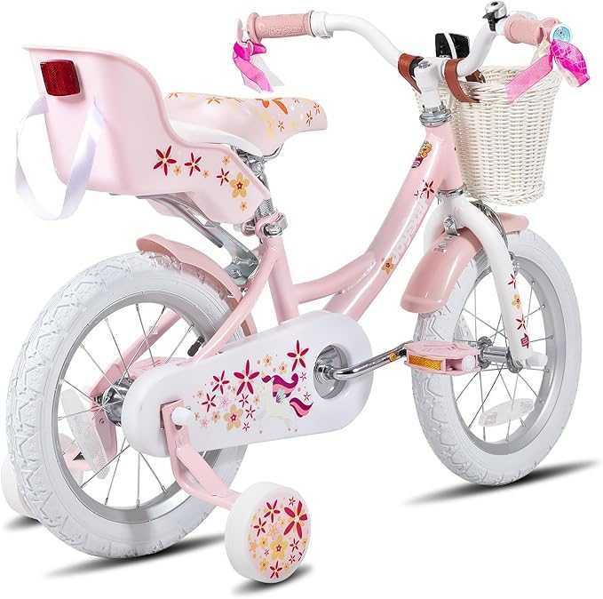 Rower Dziecięcy Joystar Koła 12 " Koła Boczne 2-4 lat Różowy + Koszyk