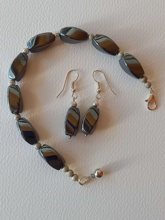 bransoletka z koralików z kolczykami, komplet