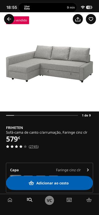 Sofa Friheiten com chaise longue , arrumacao e sofa cama