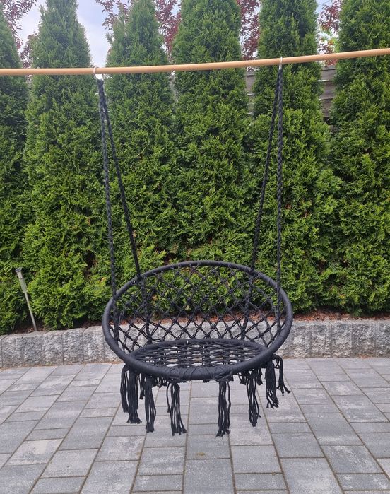 Huśtawka hamak ze sznurka czarna bocianie gniazdo nowa