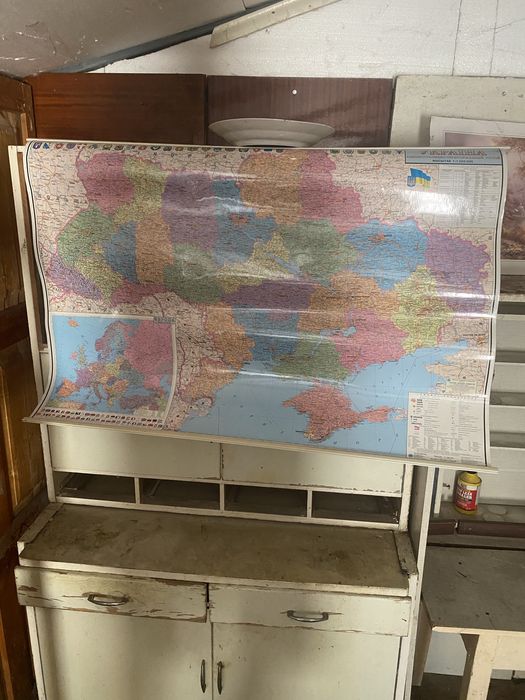 Карта украины и европы, глянцевая