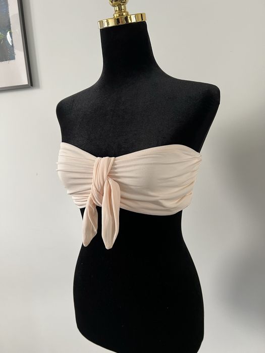 Beżowy, biustonosz, stanik, kostium kąpielowy, opaska, bikini, Etam, S