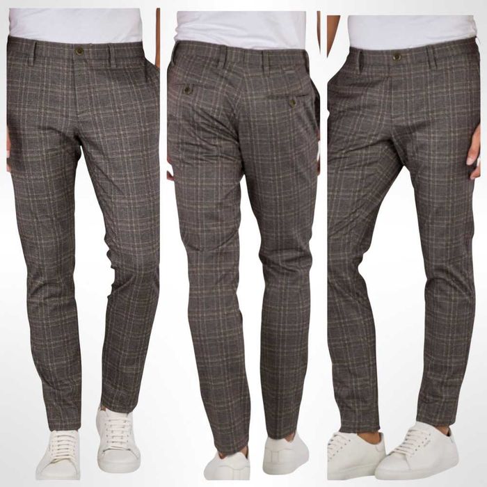 Брюки из льна и хлопка в клетку ALBERTO Rob Smart Linen Check. Slim Fit
