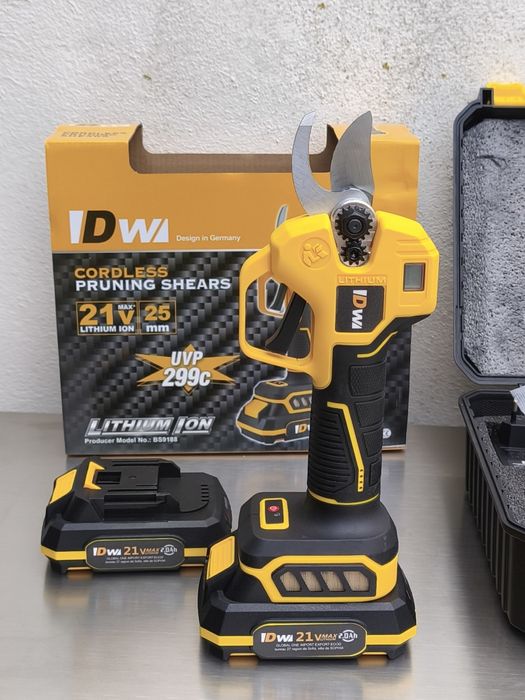 Tesoura de Poda eléctrica a bateria com 25mm ponta e bateria 21V DW