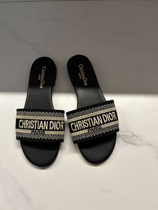 Klapki Dior czarne białe