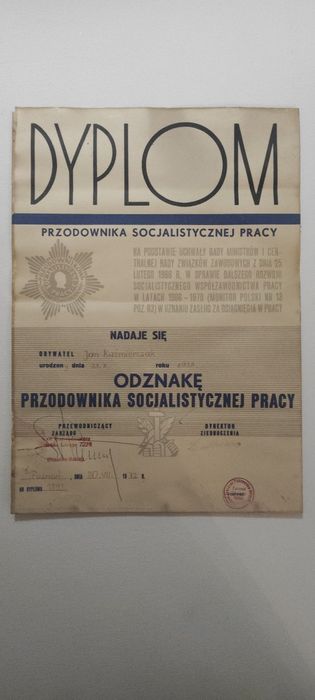 Stare dokumenty Dyplom PRL