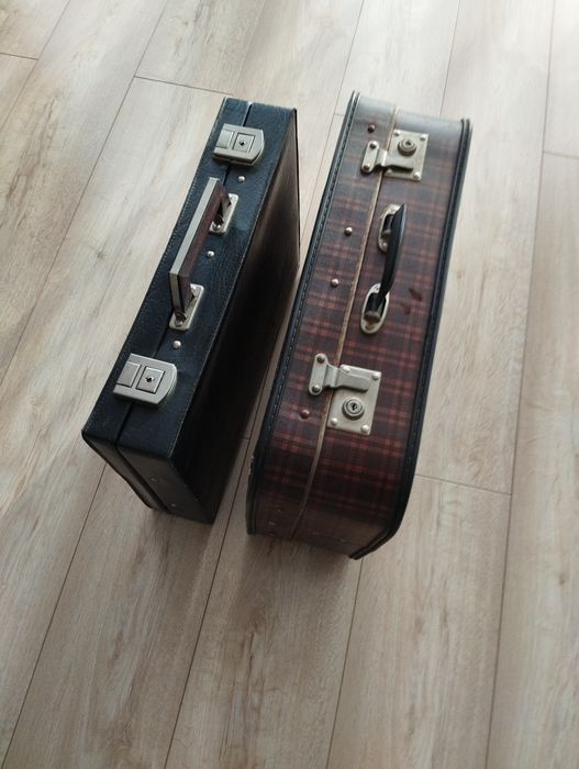 Walizka vintage w kratę + kluczyk+  1 Gratis