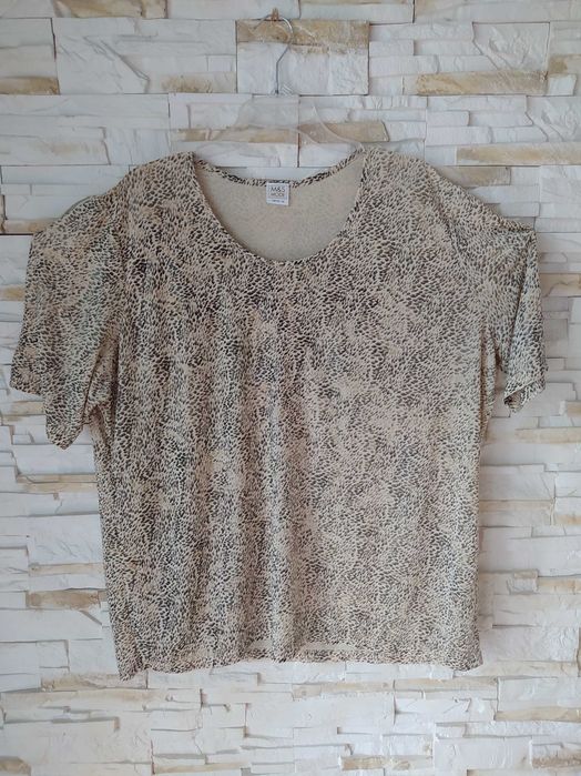 Bluzka mgiełka na krótki rękaw r.52 M&S mieniąca się