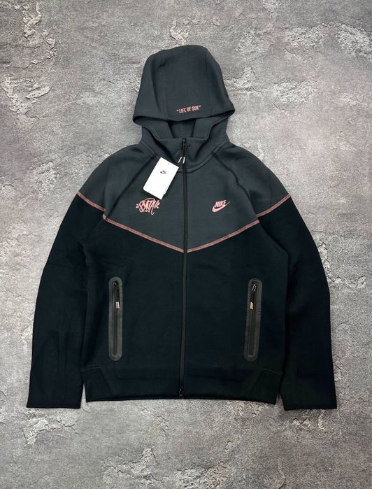 Чоловіче зіп худі чорно сірого кольору Syno