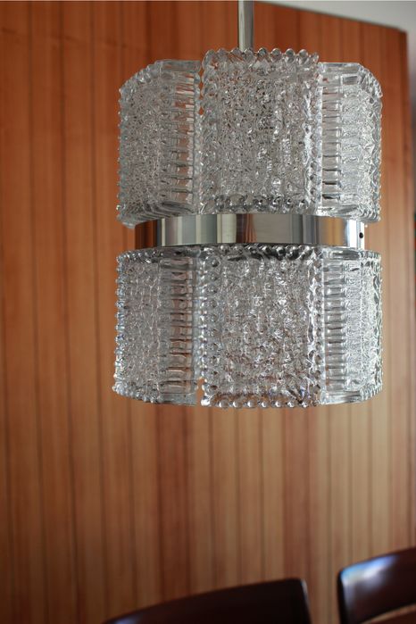 Candeeiro vintage da Kaiser Leuchten vidro fosco, Alemanha, anos 1960