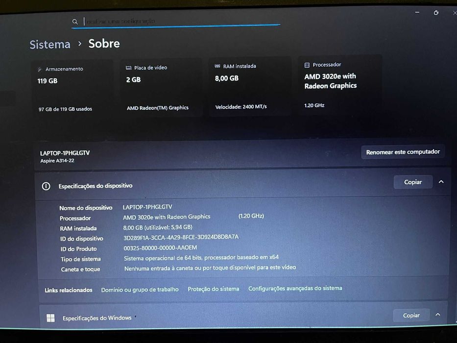 Portátil Acer Aspire 3 A314 / 14"