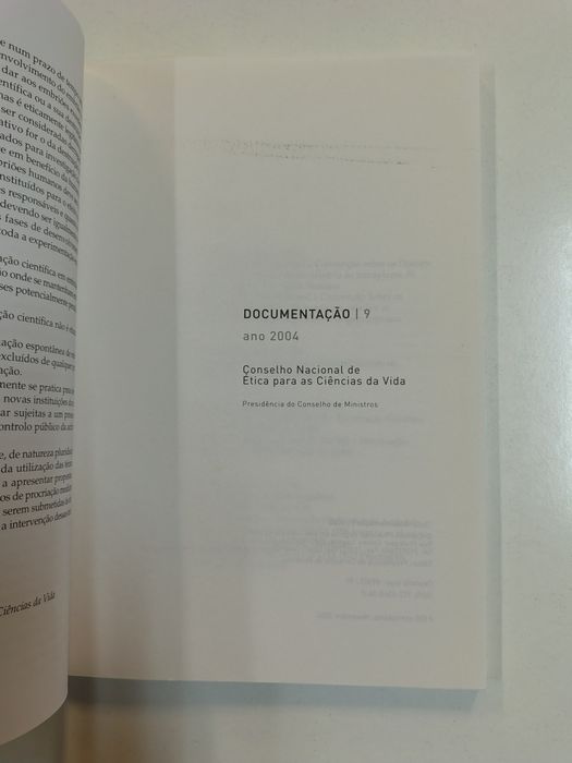 Documentação 9, do Conselho Nacional de Ética para as Ciências da Vida