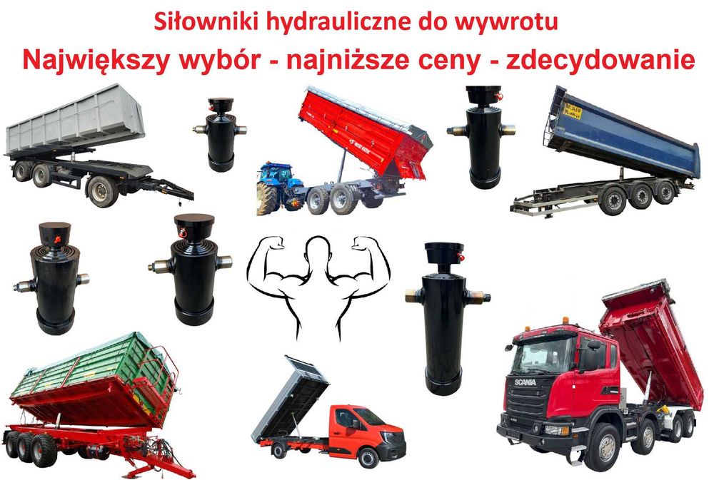Siłownik hydrauliczny  1000 mm wysuw do 14 ton, do przyczepy wywrotu