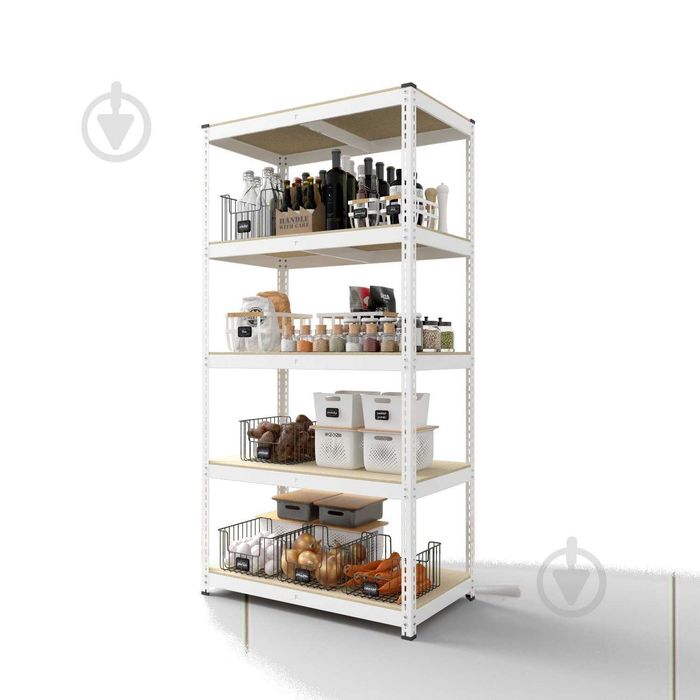 Стелаж 5 полиць в гараж 1800x900x500мм білий (Меткас) Еталон