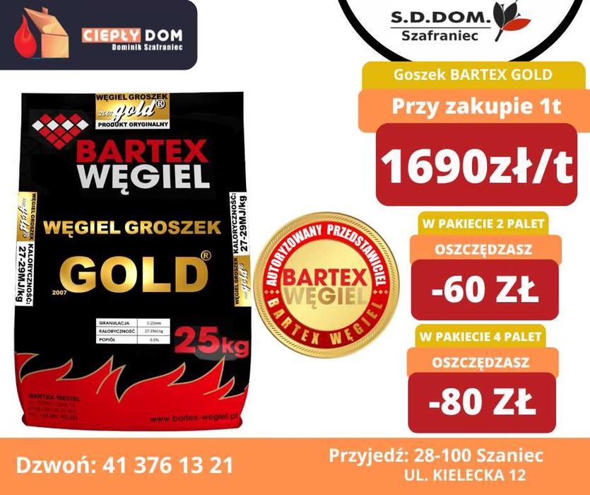 Bartex Gold Węgiel Groszek Busko, Chmielnik. Pińczów, Gnojno