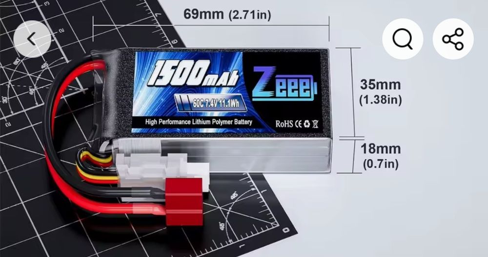 Bateria akumulatory lipo 2s 7.4v 1500mah ZEE nowe 2szt
