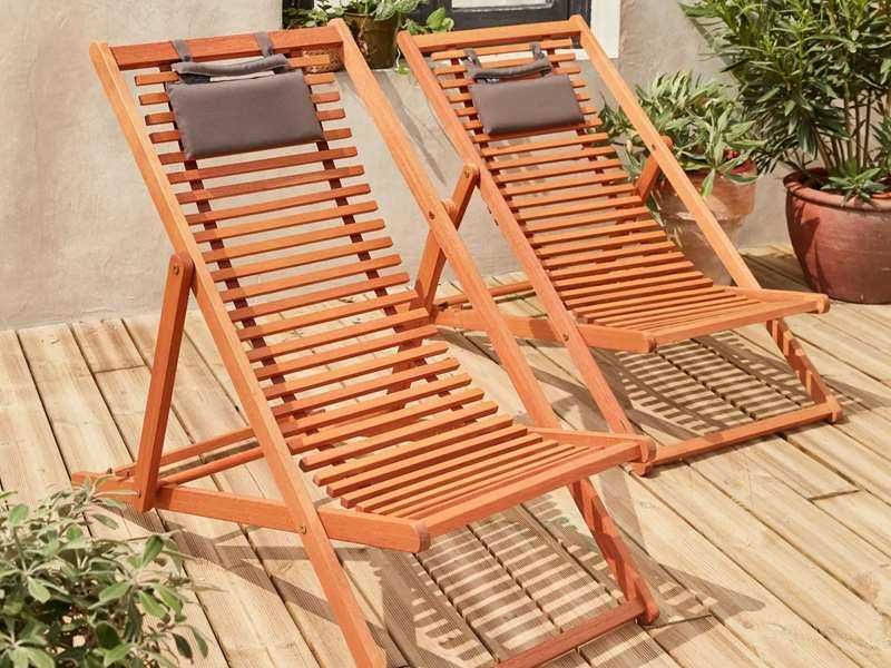 Leżak turystyczny • Leżak plażowy drewniany składany • Drewno akacjowe