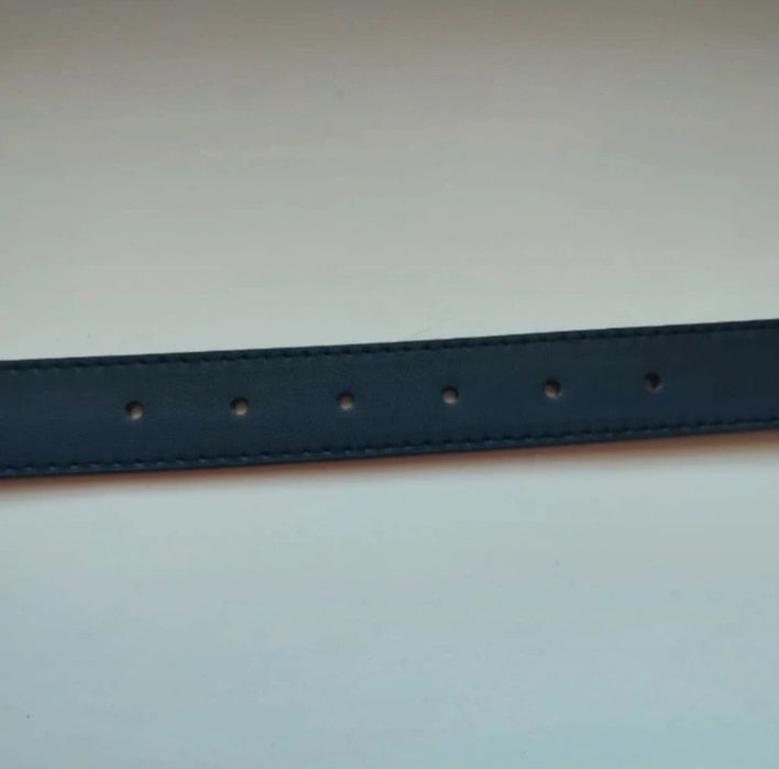 Pasek granatowy ze złotą klamrą 115x2,8cm