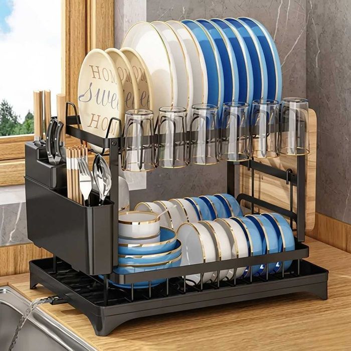 Стійка сушарка для посуду на 14 тарілок, 2 рівні Kitchen Rack