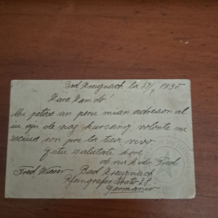 Postal enviado da Alemanha para Portugal  em 1933  em esperanto.