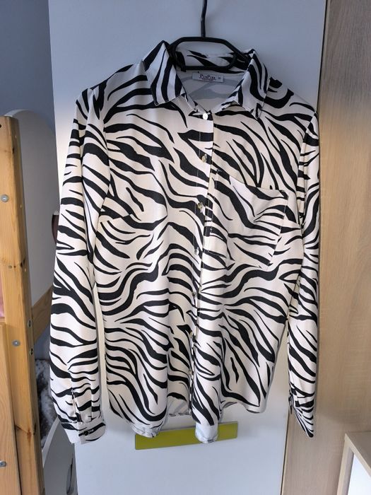 Bluzka koszula biało-czarna Purpura 36