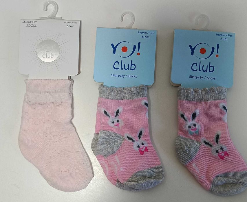 YO! Skarpetki bawełniane dla dziewczynki rozmiar 6-9 miesięcy  3 pary