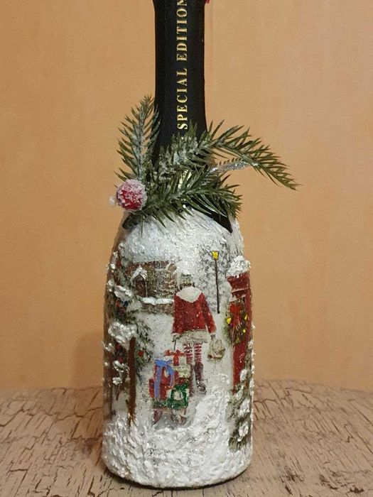 Декорированная бутылка к Новому году