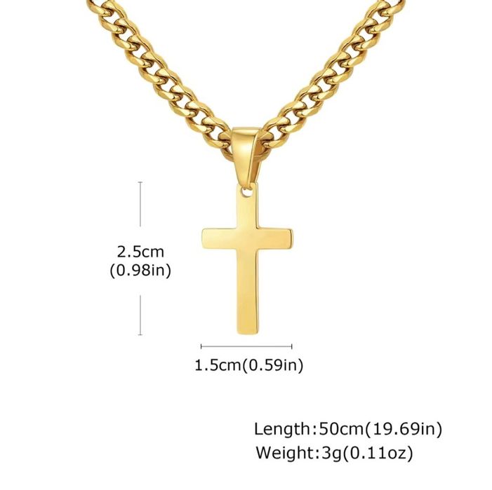 Łańcuszek z krzyżykiem platerowany 18k złotem