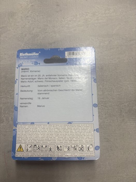 Świeczka na tort świeczki imię Mario