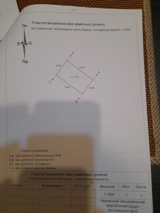 Продам земельну ділянку під забудову Черкаський р.н Свидівок