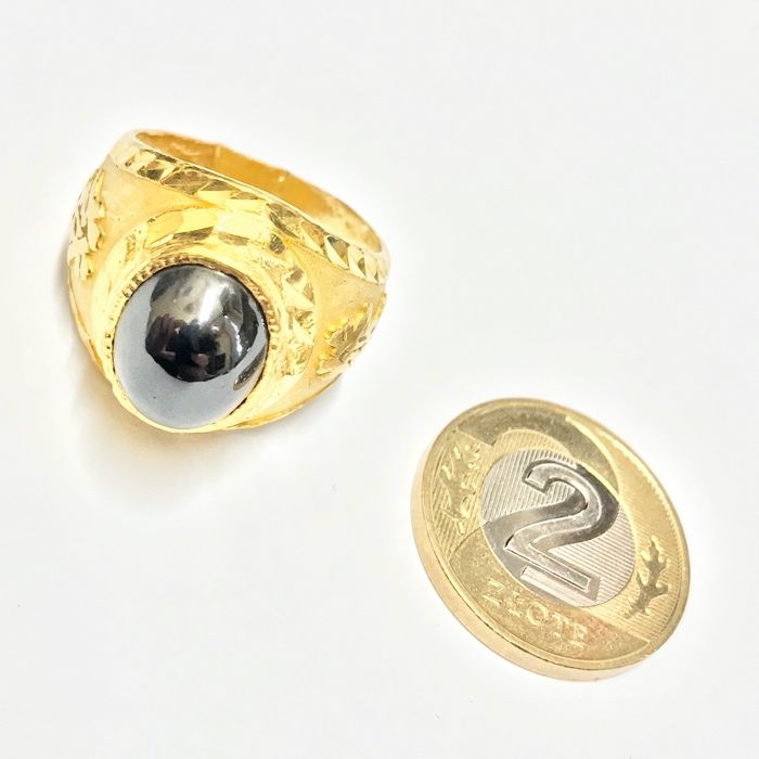 Złoty SYGNET 22K pierścień męski Chiński Tradycyjny r. 13