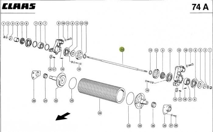 Pręt ściągający piasty do walca gniotownika Class Jaguar 800