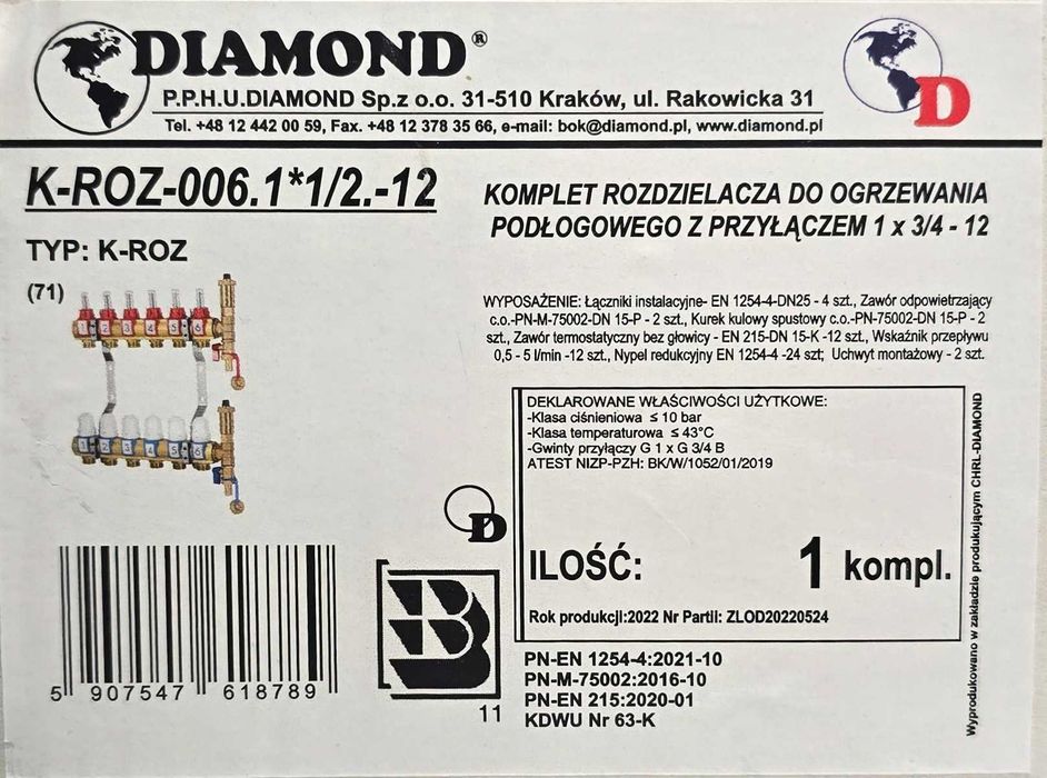 Rozdzielacze DIAMOND 6obw. 8obw. 11obw. 12obw.