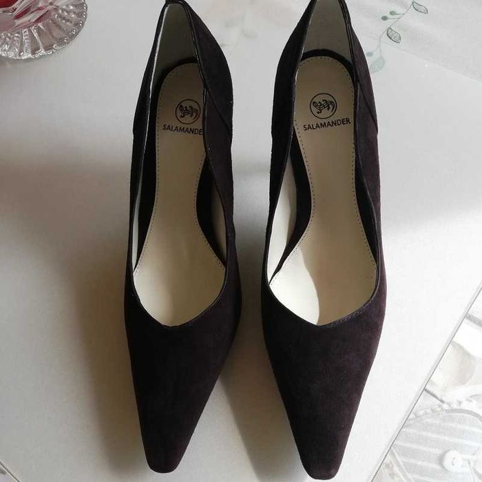 Czółenka szpilki Salamander 38 buty zamszowe NOWE brązowe
